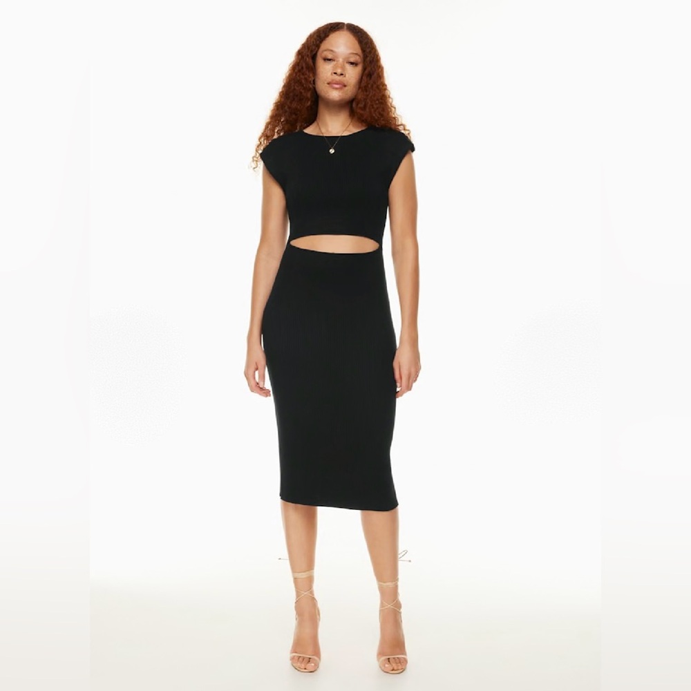 aritzia cut out midi dress in black
